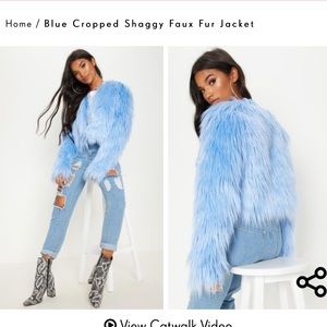 Light blue faux fur coat